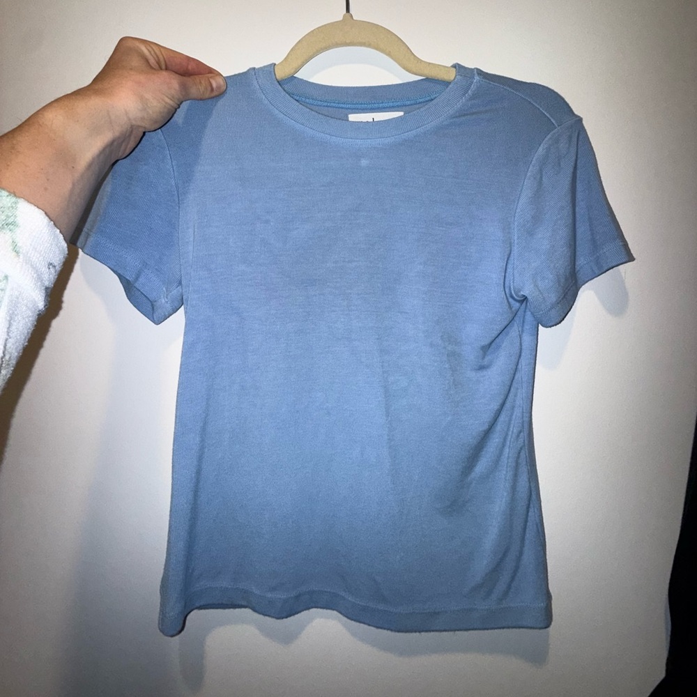 VELVET by Graham Spencer Light Blue T-Shirt, Ribbed, Tight, Small